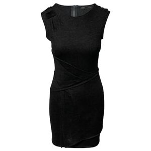 Maje Anthracite Sleeveless Mini Dress in Grey Wool